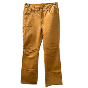 Vintage 90's Express Leather Bootcut Tan Brown Pants Size 5/6 Mid Rise